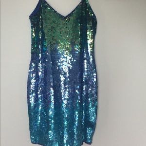 mermaid Ombré sequined Adrianna Papell dress BNWT